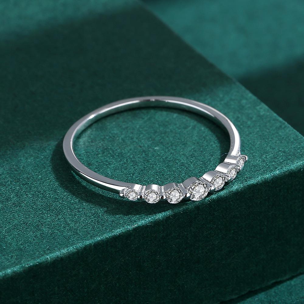 Inel Argint Sterling S925 Minimalist Coreean cu Diamante Micro-Set pentru Femei - Bijuterii de Mână Stil Celebritate Stivuibile