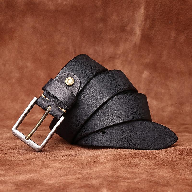 New 304 Stainless Steel Buckle Belt Men'S Leather First Layer Cowhide Retro Simple Versatile Casual Pants Belt Men