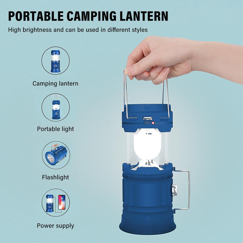 Outdoors Camping Lantern USB Rechargeable Solar Charging Power Supply Portable Collapsible