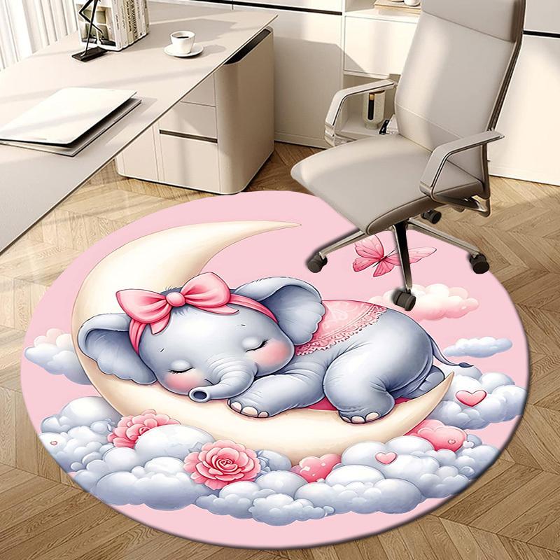 1PC Elephant Clouds Non-Slip Floor Round carpet, Office, family, bedroom, Large Area Rug Indoor Rugs, Durable PolyesterH0377