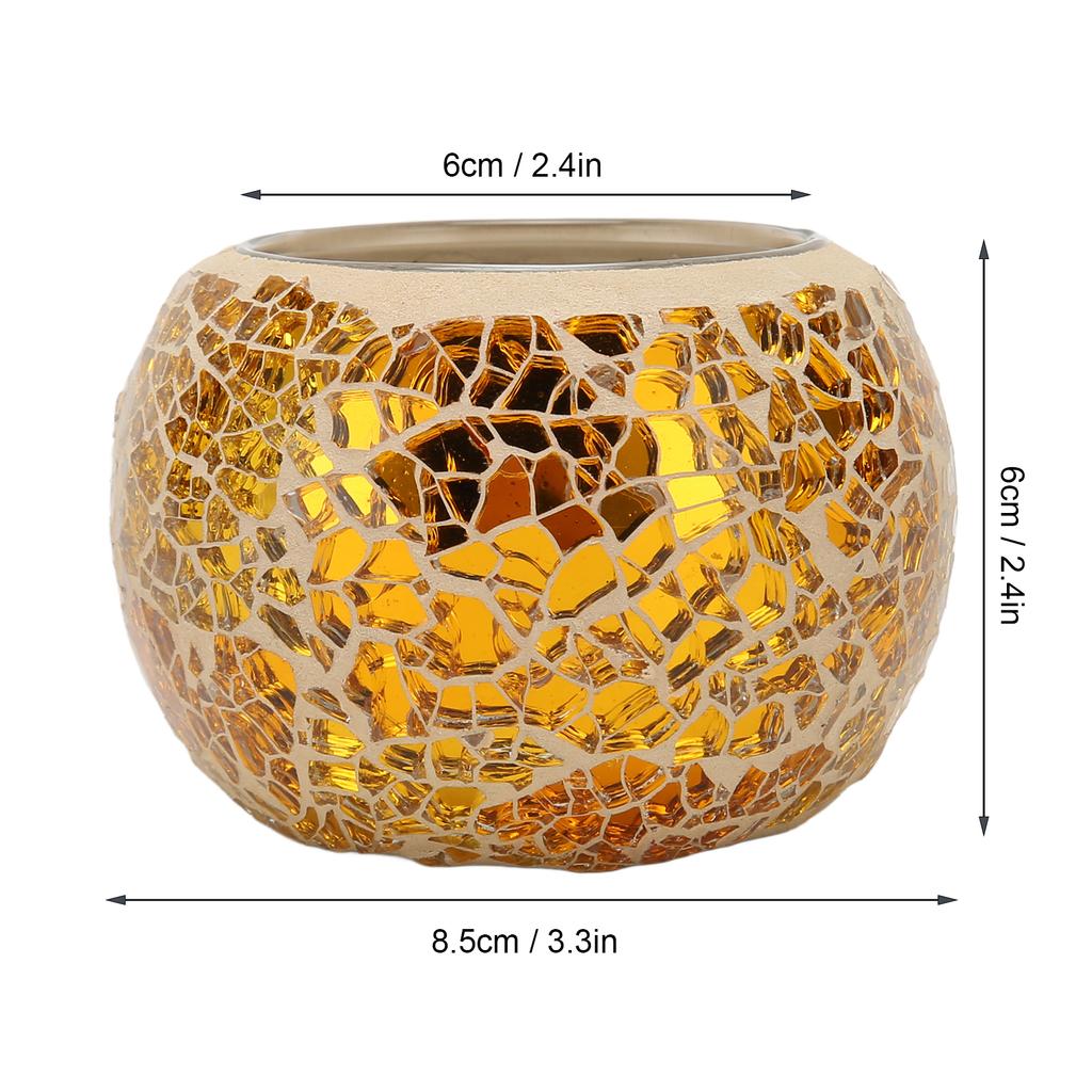 Mosaic Candle Holder Glass Candle Holder Gold Romantic Ambience Practical Beautiful Exquisite for Dining Table Decoration