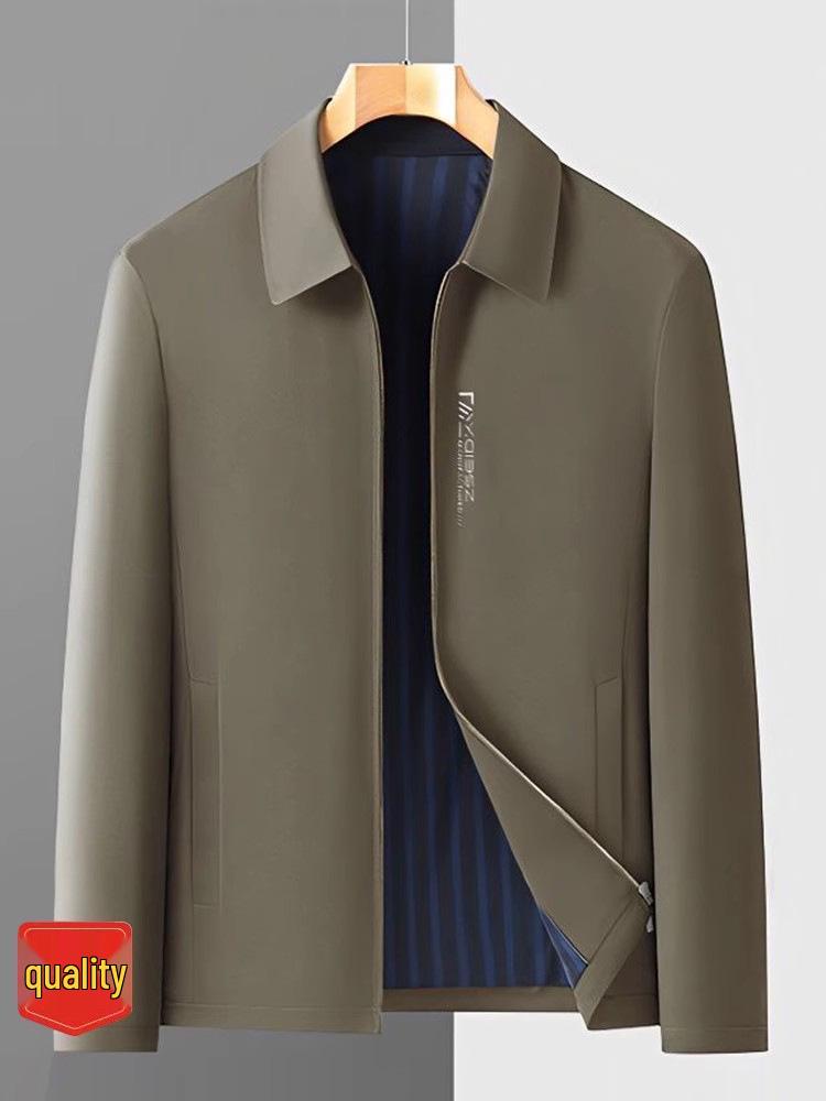 High-Grade Men's Lapel Coat - Business Casual Jacket for Middle-Aged & Elderly Dads, Fashionable & Versatile for Spring and Autumn.