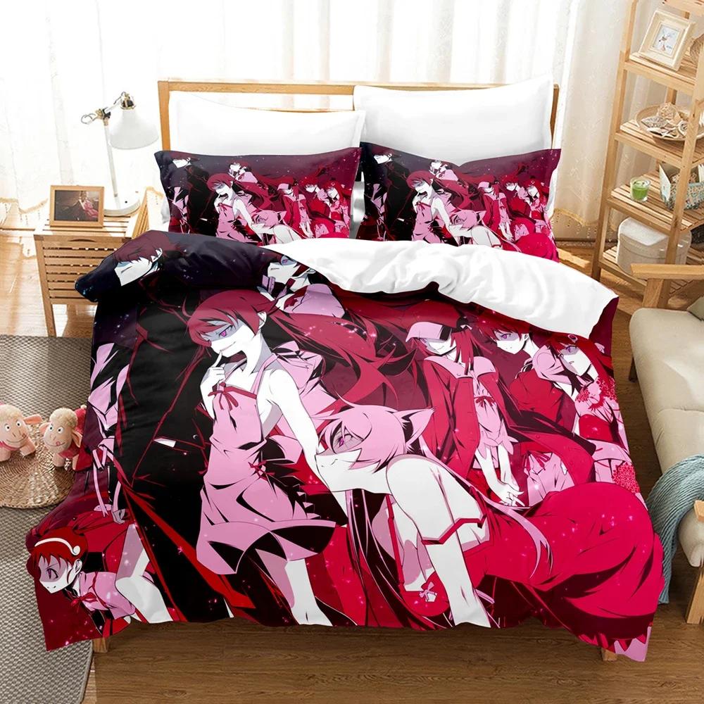 3D Printed Monogatari Series Bedding Set Anime Araragi Koyomi Duvet Cover Double Twin Full Queen King Adult Kids Quilt Cover