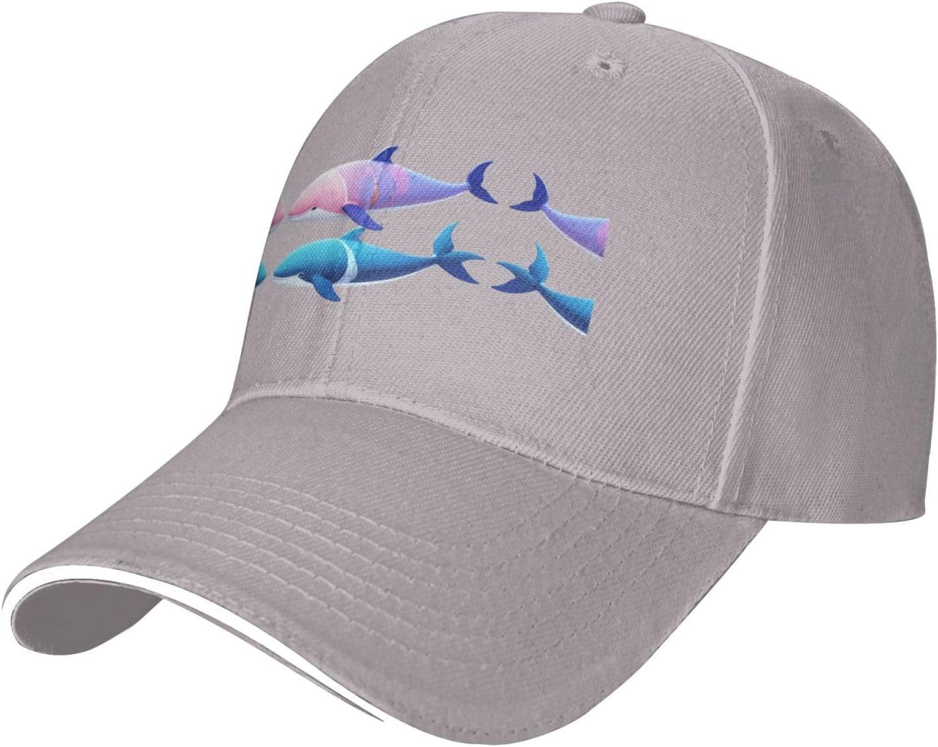 

Dolphin Graphic Baseball Cap Polyester Print Adjustable Casual Sports Outdoor Gray Cap Unisex One Size