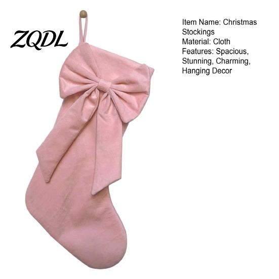 Soft Furnishing Winter Decor Velvet Christmas Stockings with Decorative Bow, Large Xmas Hanging Festive Holiday Party Supplies Socks for Fireplace,