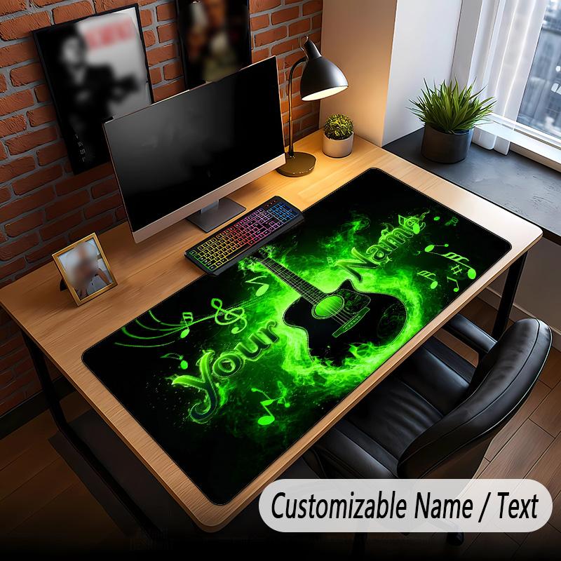Music Guitar Theme Custom Mouse Pad Personalized With Name Text Customized Desk Mat For Office Home Decor