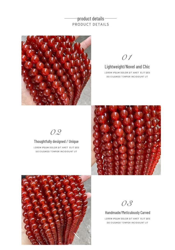 Natural Red Agate Loose Beads for DIY Handmade Bracelet Jewelry