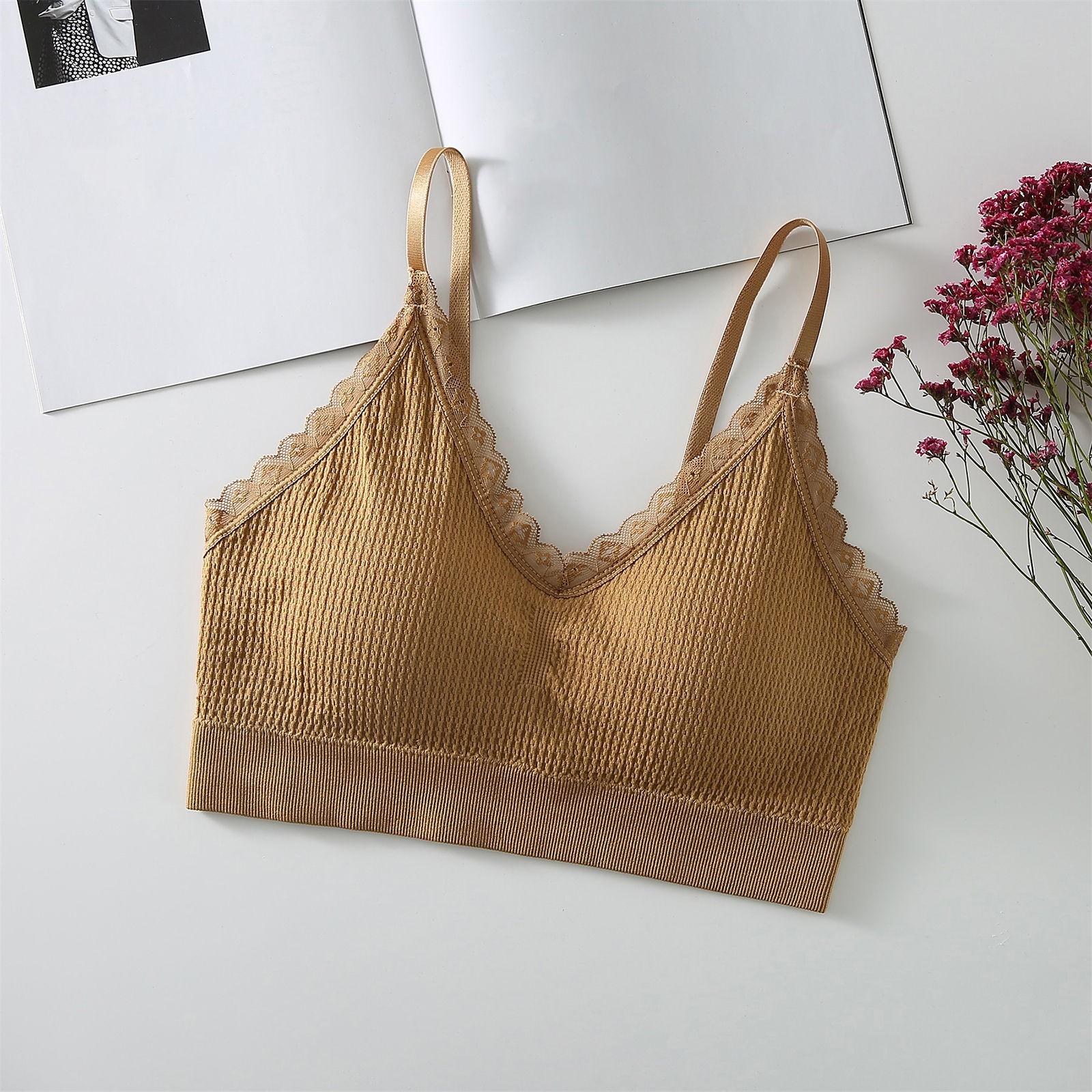 

Seamless Ribbed Bralette with Adjustable Straps Lightweight Stretchy Soft Fabric Wireless Design for Layering and Comfort Support One Size
