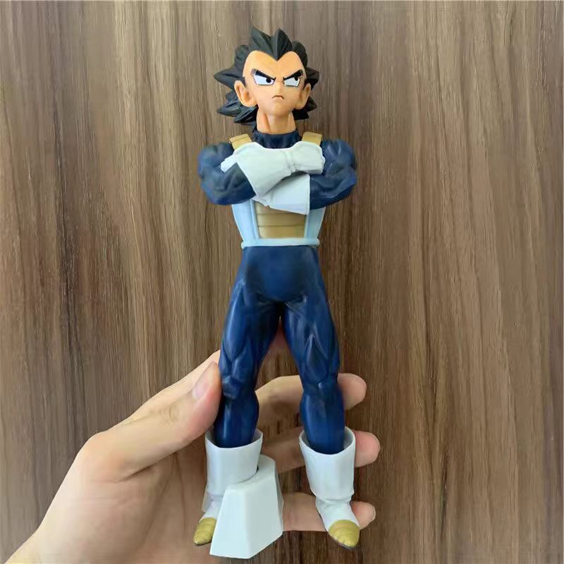 Anime Dragon Ball Z Black Hair Vegeta Battle Dress Standing Posture Figure PVC Action Model Collection Toys Desktop Ornaments