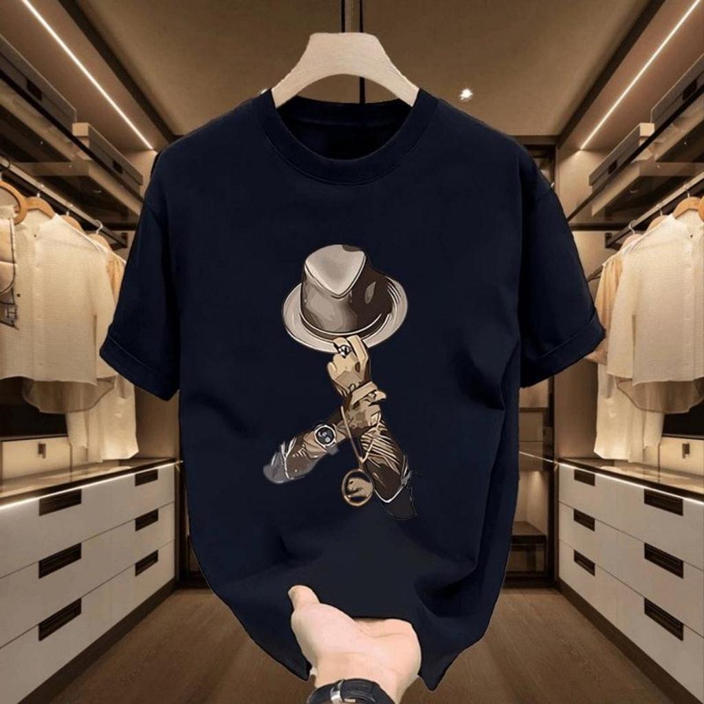 2025 Zomer Nieuw Trendy Katoen T-shirt met Korte Mouwen Heren Street Ronde Hals Eenvoudig Gepersonaliseerd Casual Grote Maat Top