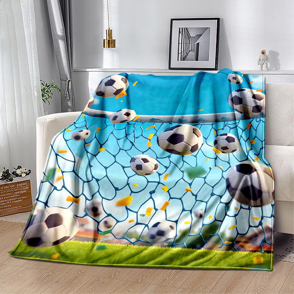 1 Stück Fußball-Decke Bequem Weich Leicht Alle Jahreszeiten Mehrzweck-Decke Reisen Camping Picknicks Sofa Büro Bett Wohnzimmer Geschenk Freunde