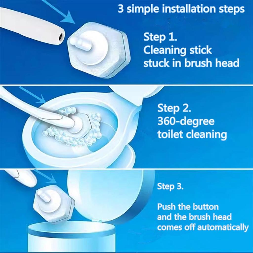 80PCS Disposable Toilet Brush Double Layer Fibre Toilet Brush Refills Cleaning Wand Refills for Clorox