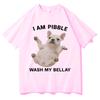 Funny I Am Pibble Wash My Belly Tshirt Harajuku Meme Aesthetic Humor Unisexs Cotton Short Sleeves Casual Cozy Y2k Tshirt Teenagers