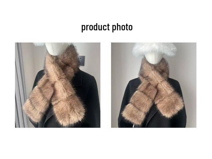 Korean Style Double-Sided Faux Mink Fur Scarf: Women's Thick Warm Neck Warmer for Autumn/Winter - Versatile & High-End Feel