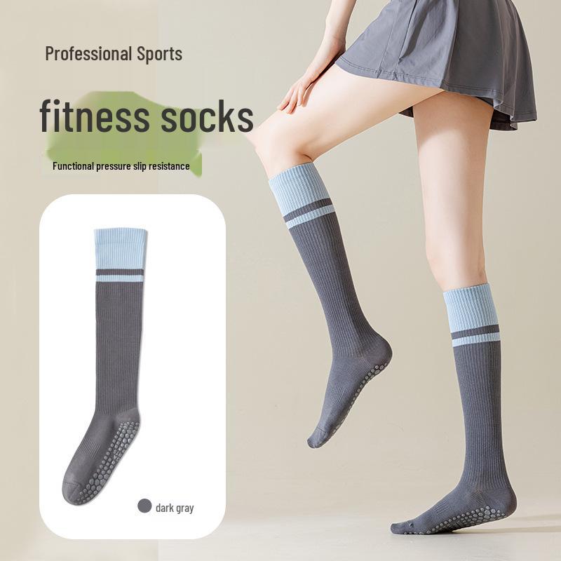 Calf Color Block Compression Socks: Non-Slip Yoga, Pilates, Cycling, Dance, and Fitness Thigh-Highs.