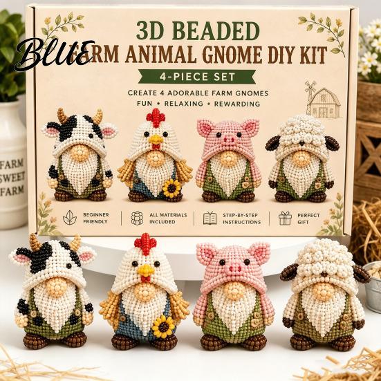 DIY Animal Craft Kit Tiny 3D Beaded Kit Petite Gnome Creative 4-Pack Miniature Display Pieces Goblin Beading Set with Instructions Handmade