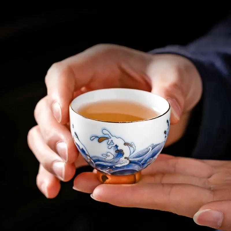 Chinesische Keramik Teetasse Persönliche Meditation Einzelne Tasse Tragbare Reise Teeschale Pu'er Meistertasse Handgefertigt Teezubehör