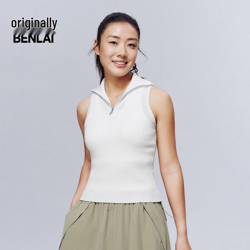 Женский укороченный вязаный топ без рукавов с полумолнией BENLAI XL