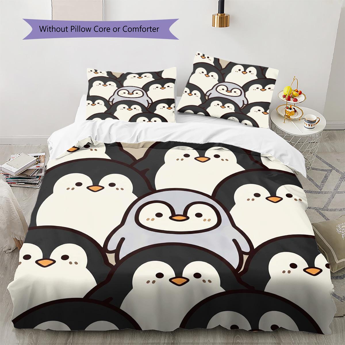 

Penguin Pattern Bedding Quilt Set Quilt Cover Pillowcase Home Decoration Birthday Gift (1 * duvet cover + 2 * pillowcase, without core) 135x200cm