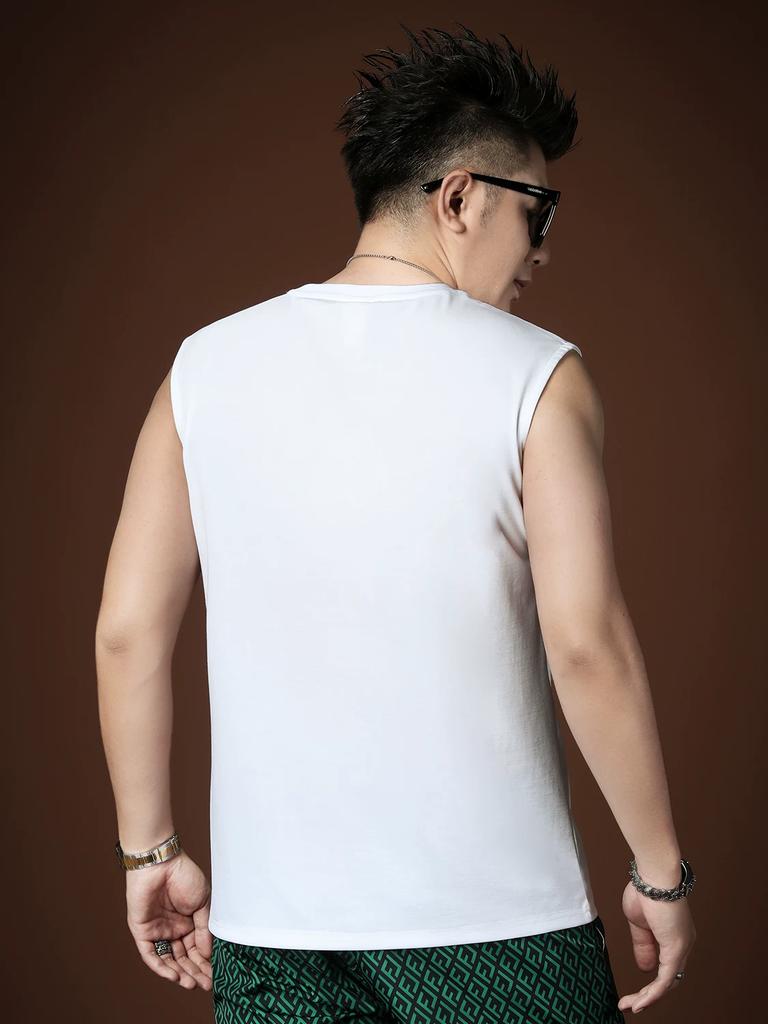 2025 Summer New Trendy Brand Sweat Vest Men's Sleeveless T-Shirt Vest Summer Outerwear Casual Sports Top for Men