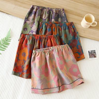Summer Women's Pajamas Cotton Shorts Yarn Dyed Jacquard Shorts Women's Loose Home Pants Thin Home Pants Pajamas
