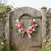Flower Wreath Front Door Easter Wreath Fadeproof Artificial Spring Wreath for Indoor Outdoor Home Decor Red Pink White