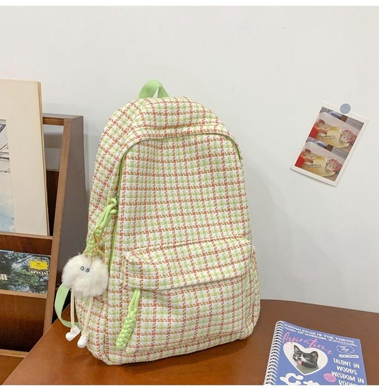 Chic Japanese Plaid Backpack High Quality Lightweight Long-lasting Design