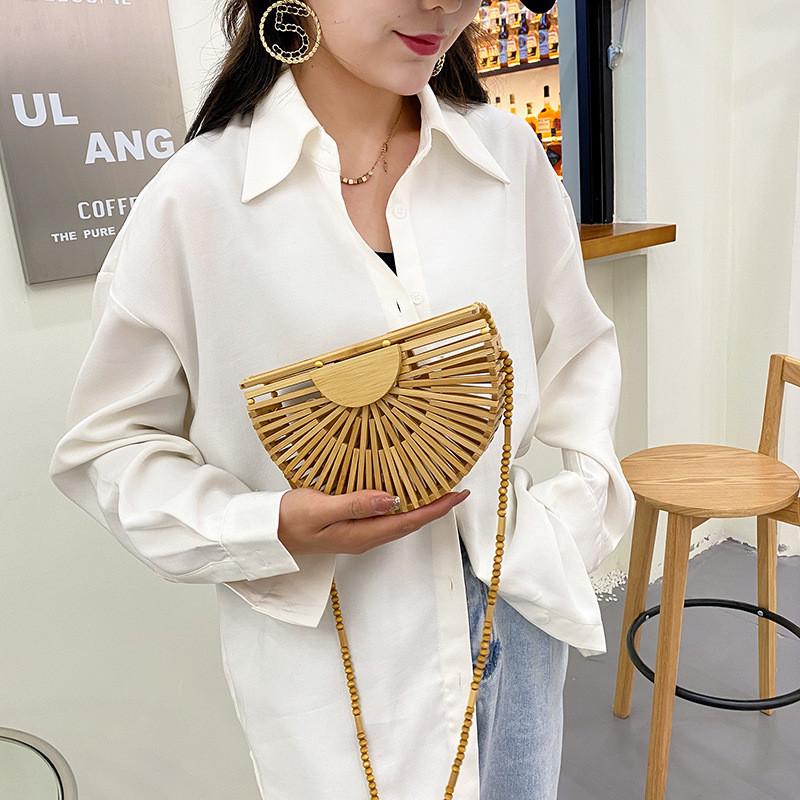 Woven Straw Bag For Women With Openwork Design Perfect For Beach And Casual Outings