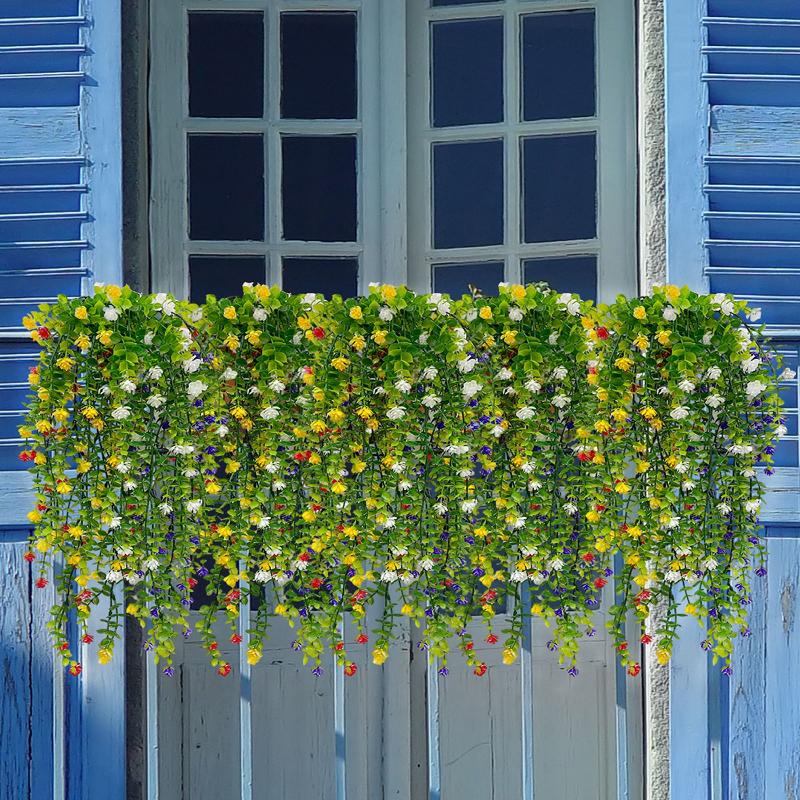 2Pcs Wall Home Garden Wedding Decoration Outdoor Artificial Plant Hanging Flowers With Eucalyptus Leaves Greenery Vine