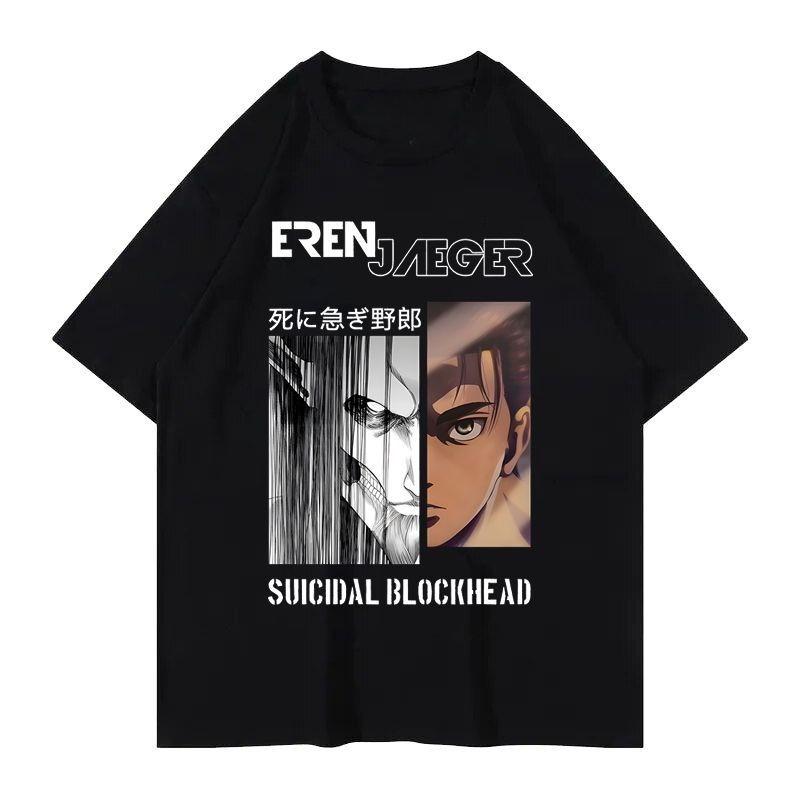 Attack on Titan Anime Levi Allen Retro Nadruk Koszulka Krótki rękaw Męska i Damska Letnia Czysta Bawełna Luźna Koszulka Cosplay
