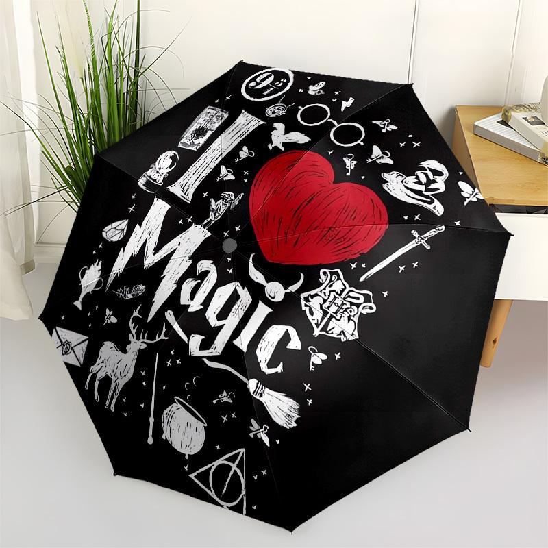 1pc Magic Symbols Heart Love Umbrella with Plastic Handle,Cartoon Pattern,Suitable for All Seasons Multi-functional Umbrella469