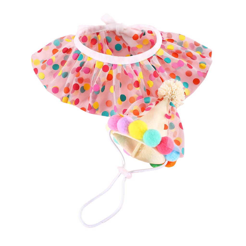 Cat Birthday Hat Scarf Bib Dogs Party Costume Cosplay Dress Up Festival Bandanas Photo Props Princess Outfit for Puppy