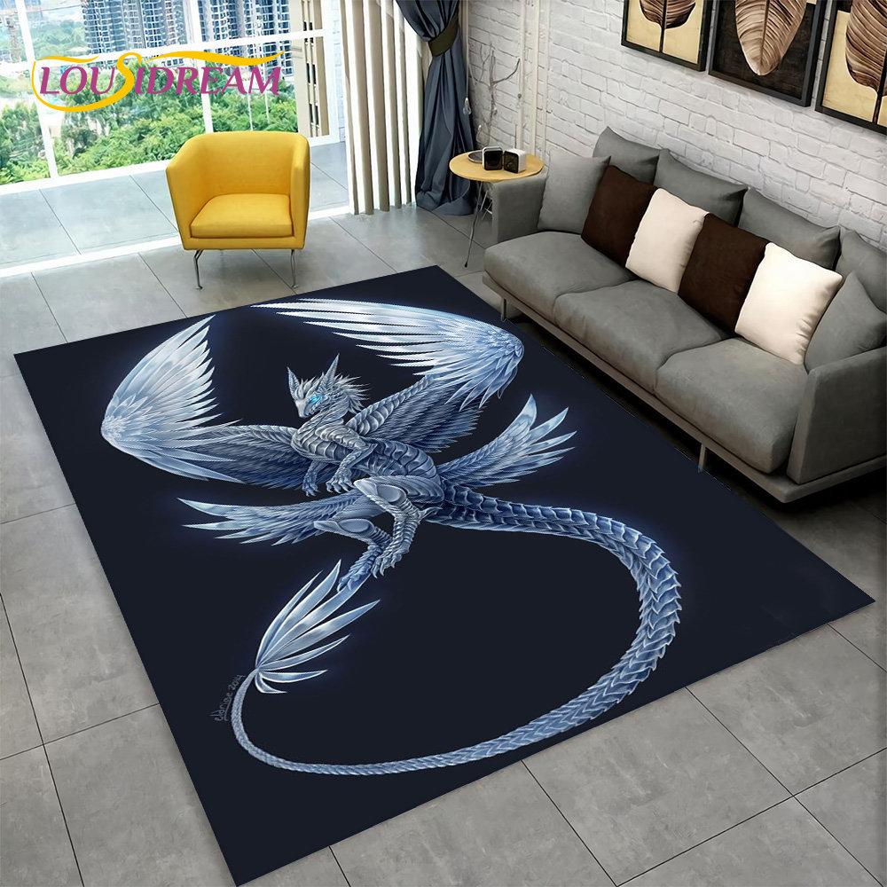 Duży dywanik z motywem smoka z kreskówek, dywanik do salonu, sypialni, sofy, wycieraczka, dekoracja kuchni, dzieci bawią się antypoślizgową matą podłogową
