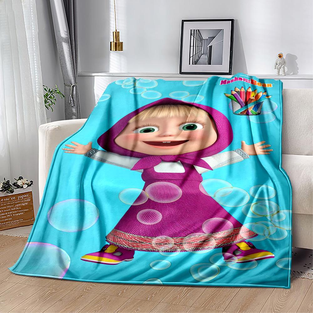 Masha Bear Blanket Comfortable Suitable for Livingroom Seaside Sofa Four Seasons Multipurpose Stylish Decor Best Holiday Gift for Friends Family