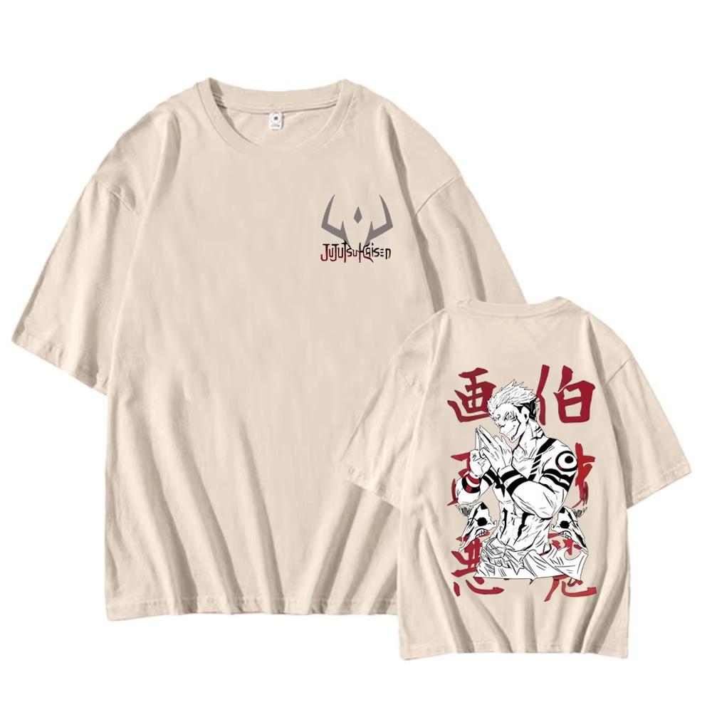 2026 New Jujutsu Kaisen Ryomen Sukuna Doublesided Tshirt Unisex Black Oversized Cotton Anime Graphic Tee Harajuku Casual