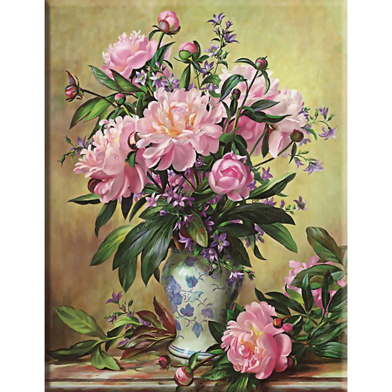 Kruhová vrtačka Diamantová malba Květinová váza Krajina Diamantové vyšívání Krajina Sada křížkového stehu DIY Home Decor dárek