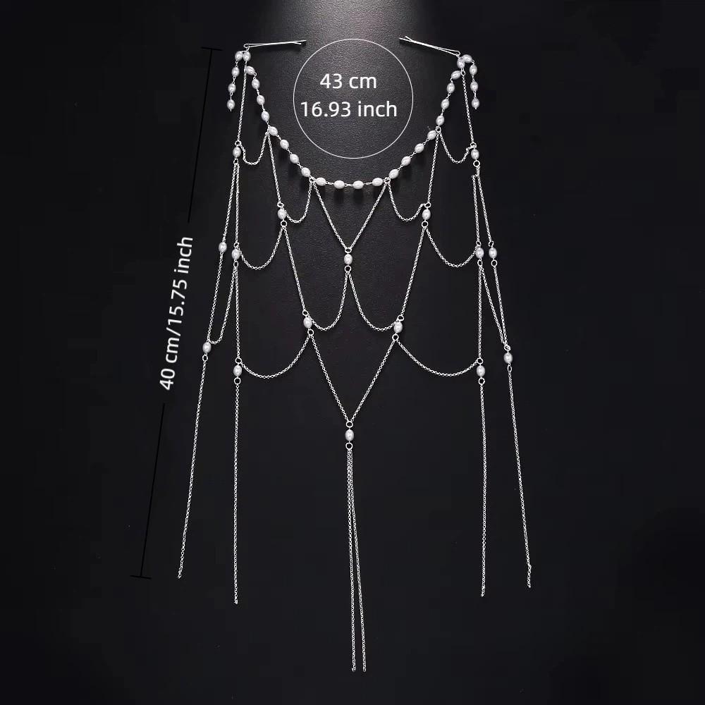 Zircon Pearl Headpiece Hollow Headpiece Tassel Hair Chain High-End Style Bridal Head Chain  Wedding