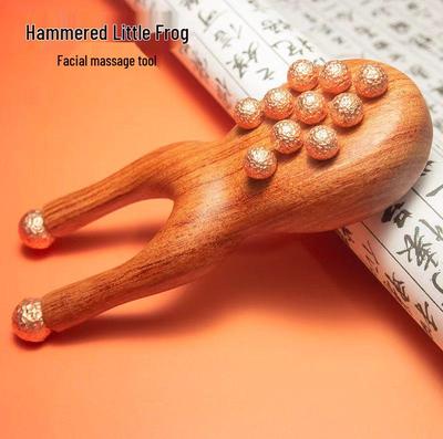 Brass and Pear Wood Frog Massager for Facial and Eye Lifting