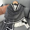 2025 spring and summer new letter scarf women's thermal air conditioner shawl summer sunscreen yarn cotton and linen beach towel