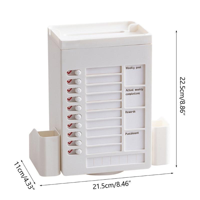 W89C Multifunctional Pen Holder with Chores Chart Checklist Task Board, Rotating Obliqued Pen Holder Office Desk Organisers