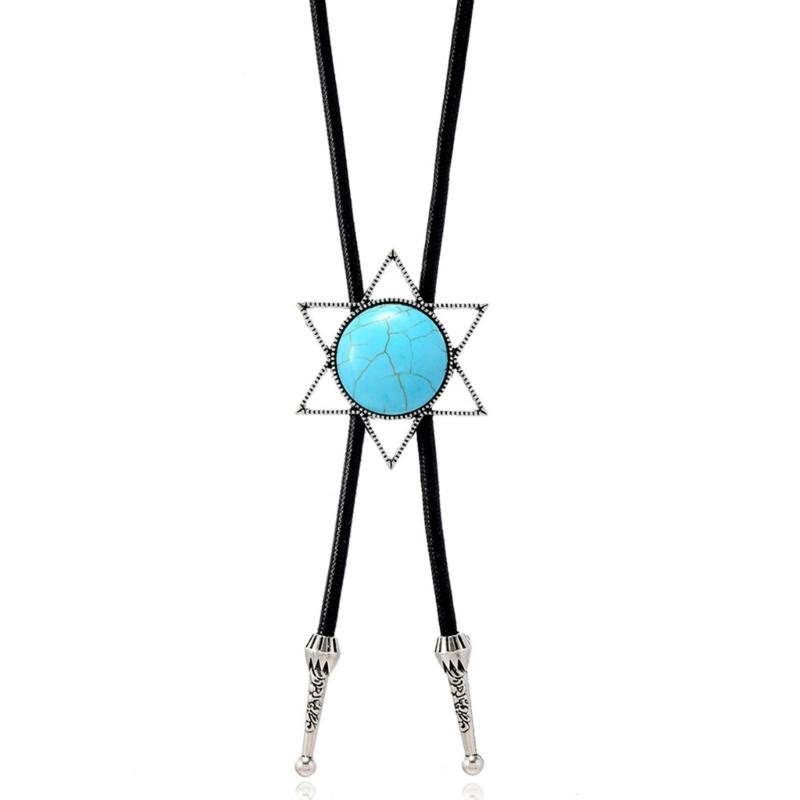 Bolo Tie Cowboy Costume Accessory for Men and Women Adjustable Length Vintage Metal Butterfly Pendant Necktie Necklace