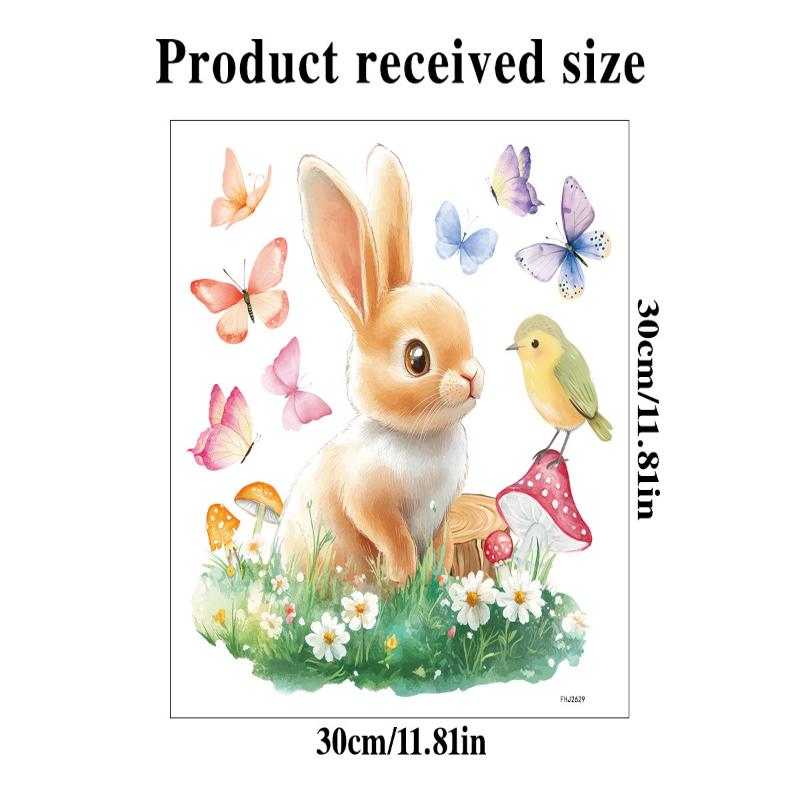 1 Sheet Cute Rabbit Colorful Egg Stickers Easter Electrostatic Patch Glass Window Decals Children'S Room Decoration