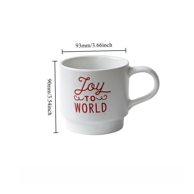 

1pc Christmas Coffee Cup Personalized English Mug Household Ceramic High-value Couple Breakfast Cup 301-400ml білий