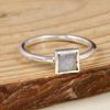 Minimalist Labradorite Square Ring – Natural Labradorite Gemstone Ring – Sterling Silver Stackable Ring – Handmade Dainty Jewelry – Gift for Her