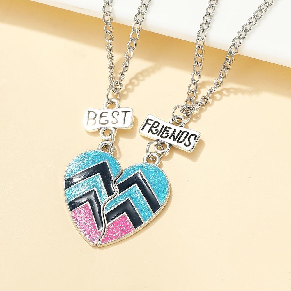 

Fashion Love Heart Couple Pendant Necklace 2 Pcs/Set BFF Friendship Jewelry Gift For Women