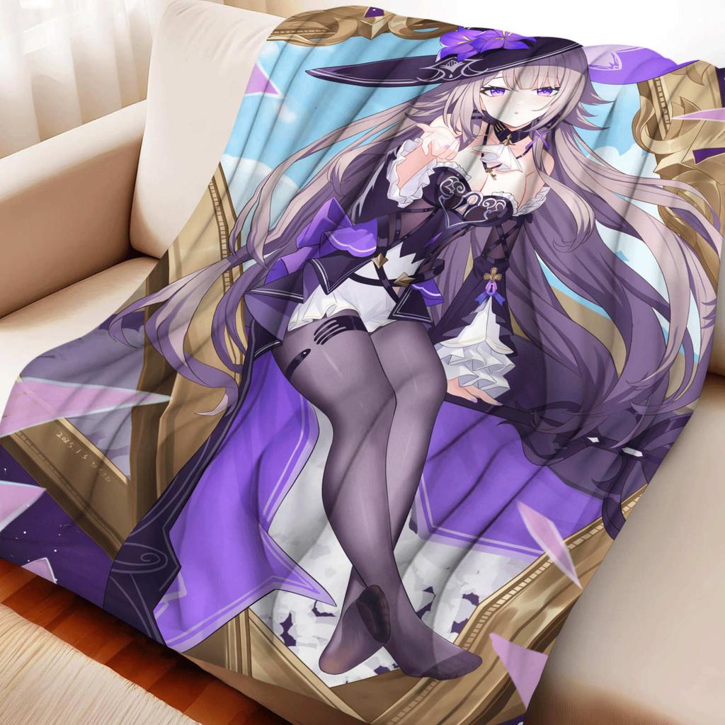 Cartoon Genshin Impact Xilonen Furina Flannel Blanket Cover Warm Soft Anime Blanket Multifunctional Decor Home Universal Blanket