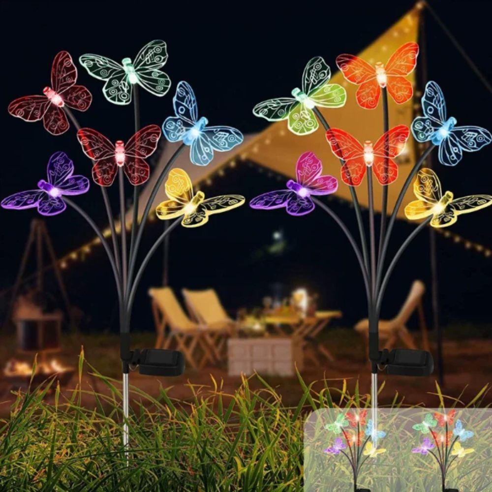 6 LED Solar Butterfly Lights Waterproof Garden Solar Lights Landscape LED Butterfly Lights Pathway