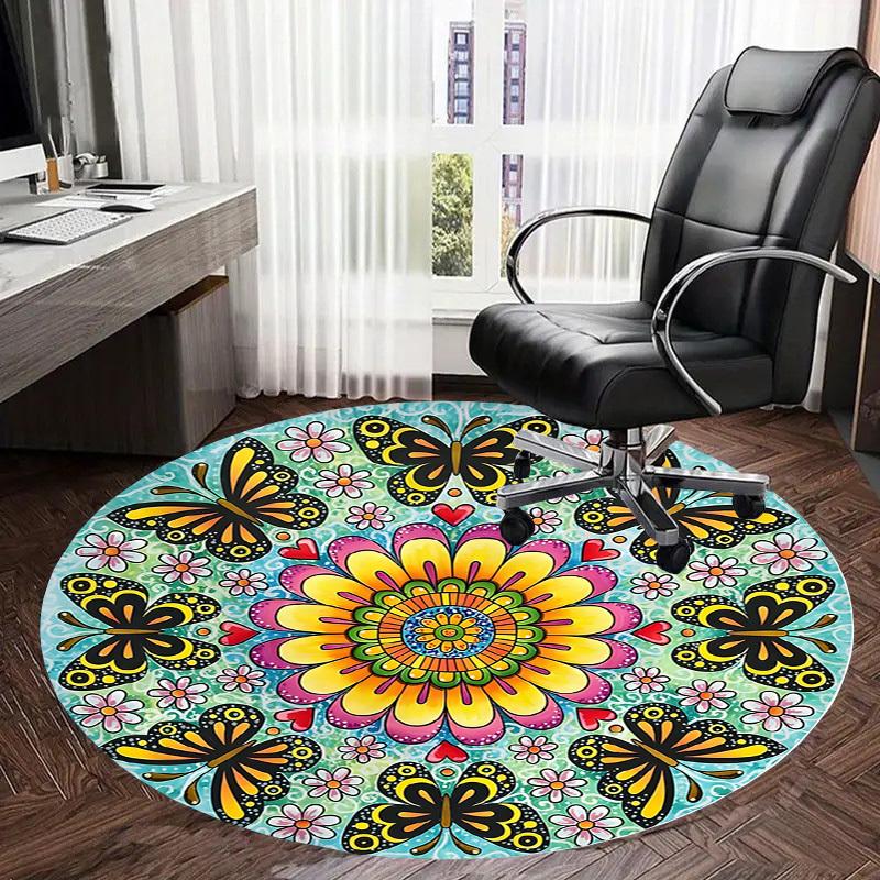 1pc Office Carpet Chair Mats Butterfly Mandala Artwork Perfect for Decorating Office Chairs, Living Rooms, Or Bedrooms