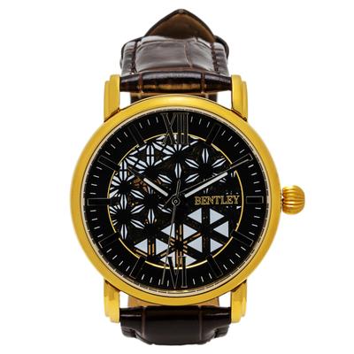 Analoguhr Lederarmband Mechanisch Handaufzug Bentley Goldbraun [Clepher] Herren BT-AM310-GD