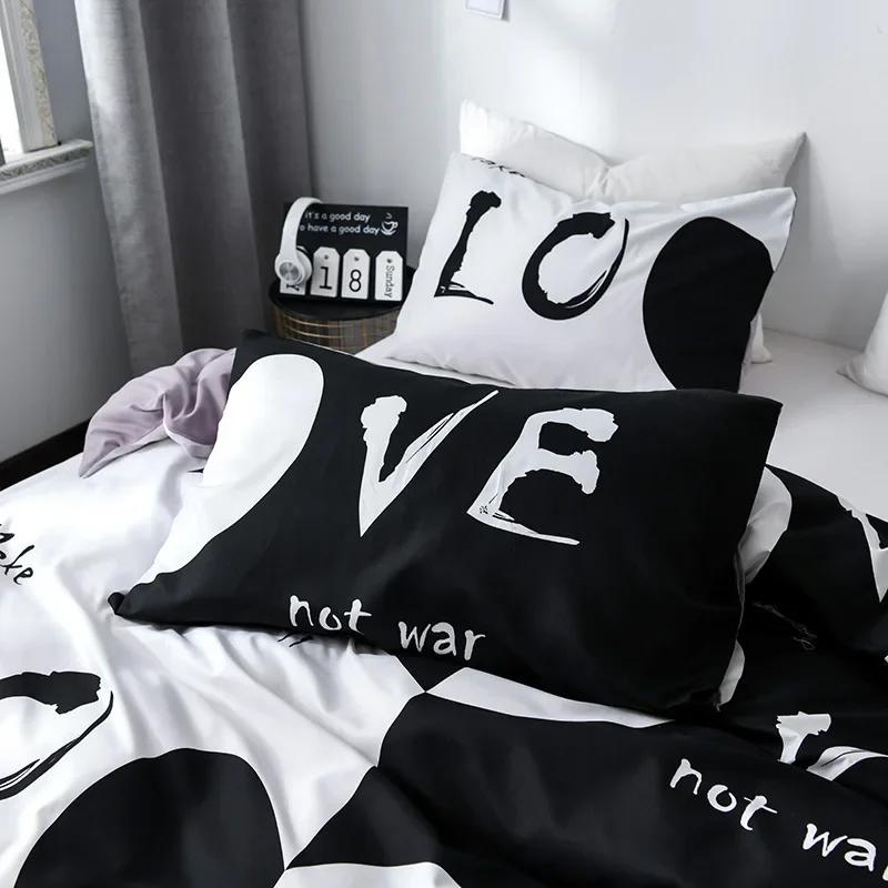 Comforter Love Heart Bedding Set Simple Plaid 200X200 Single Double Queen King Nordic Couple Bed Bedclothes